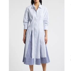 Zoe & Claire Stripe Cotton Poplin Shirtdress